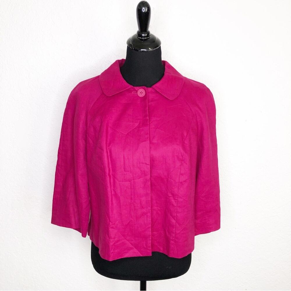 Emanuel Ungaro‎ dark pink linen button front blazer jacket size 10